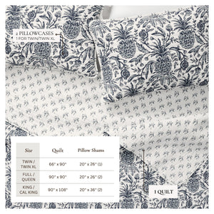 Coastal Printed Cotton Quilt Set - Bernice Collection