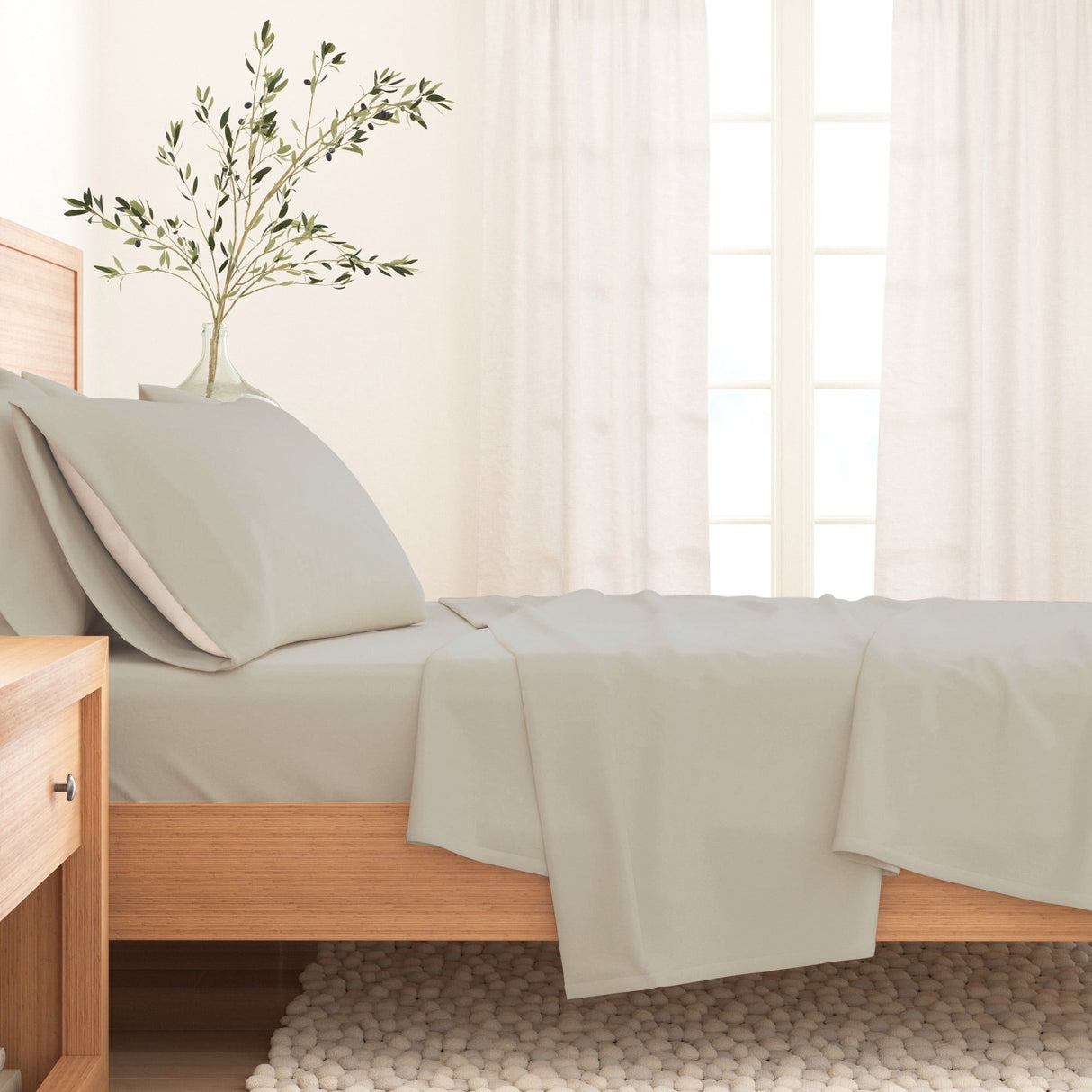 Cotton Solid Flannel Sheet - Nordic Collection