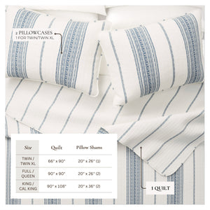 3-Piece Stripe Quilt - Wesley Collection