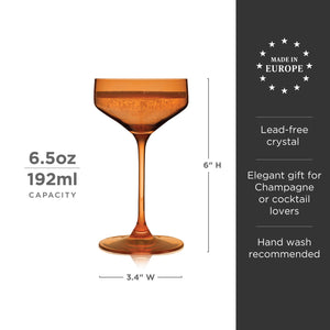 Reserve Nouveau Crystal Coupe Glasses in Amber Set of 2