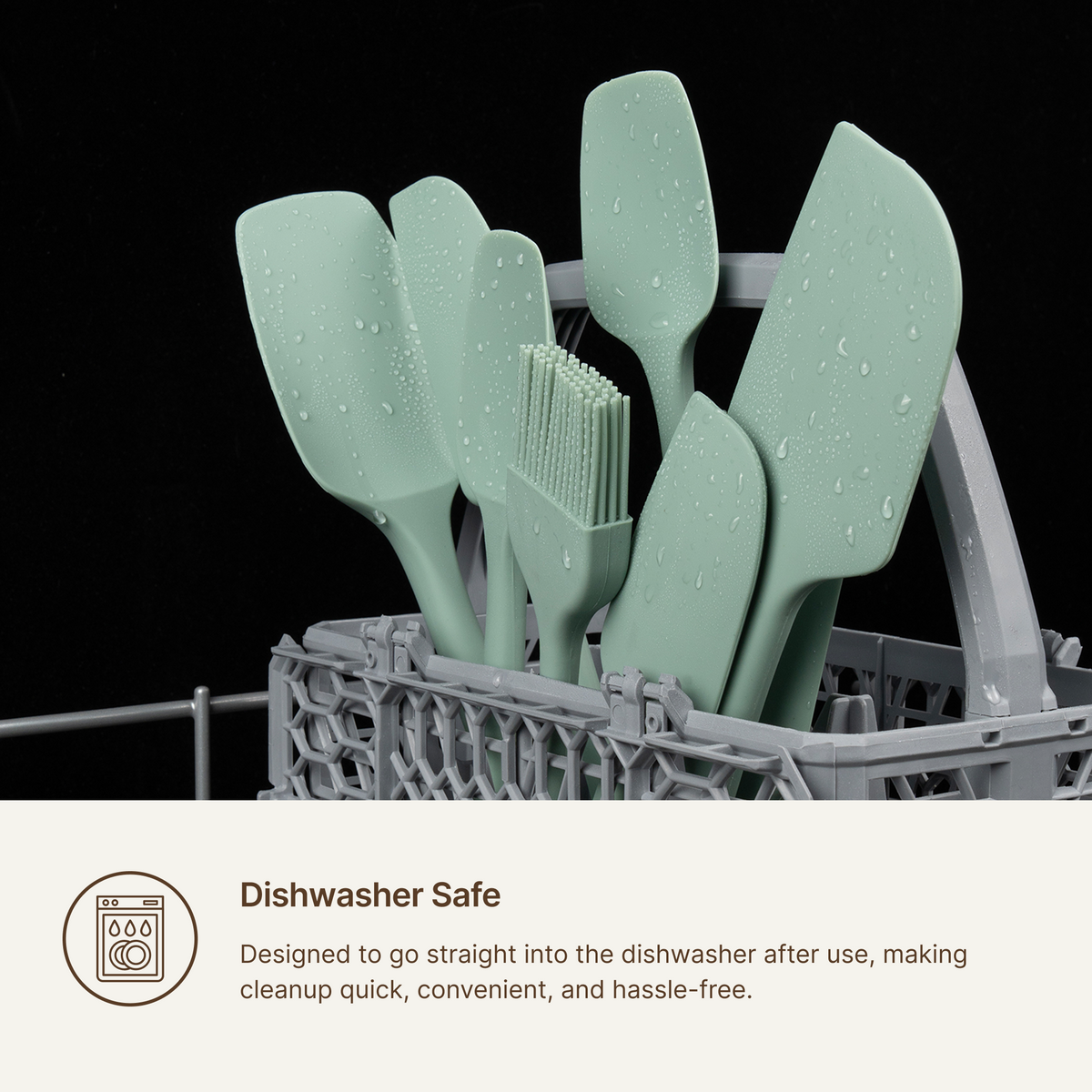 Elihome 8 Piece Silicone Spatula Set - Teal Grey
