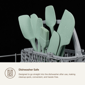 Elihome 8 Piece Silicone Spatula Set - Teal Grey