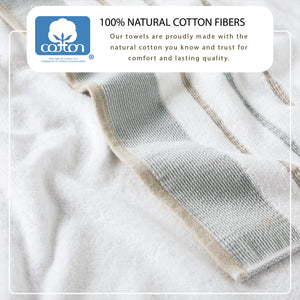 Decorative Cotton Stripe Bath Towel Set - Noelle Collection
