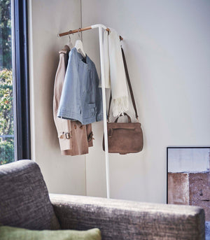 Corner Leaning Coat Hanger (63" H)  - Steel + Wood