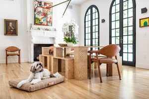 Tan Grid | Dog Bed or Bed Cover