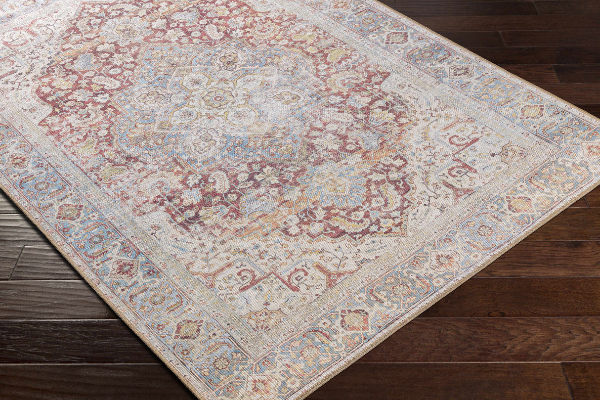 Cream Rust Leeston Washable Rug - Clearance
