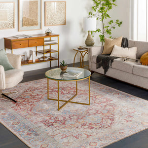 Cream Rust Leeston Washable Rug - Clearance