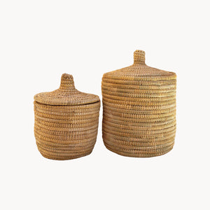 Palm Lidded Storage Baskets