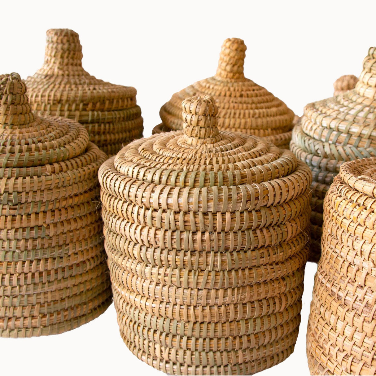 Palm Lidded Storage Baskets