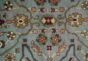 Custom Made Living Room Rug Hand Knotted Silver, Olive and Ivory Traditional Oriental Oushak Wool Rug