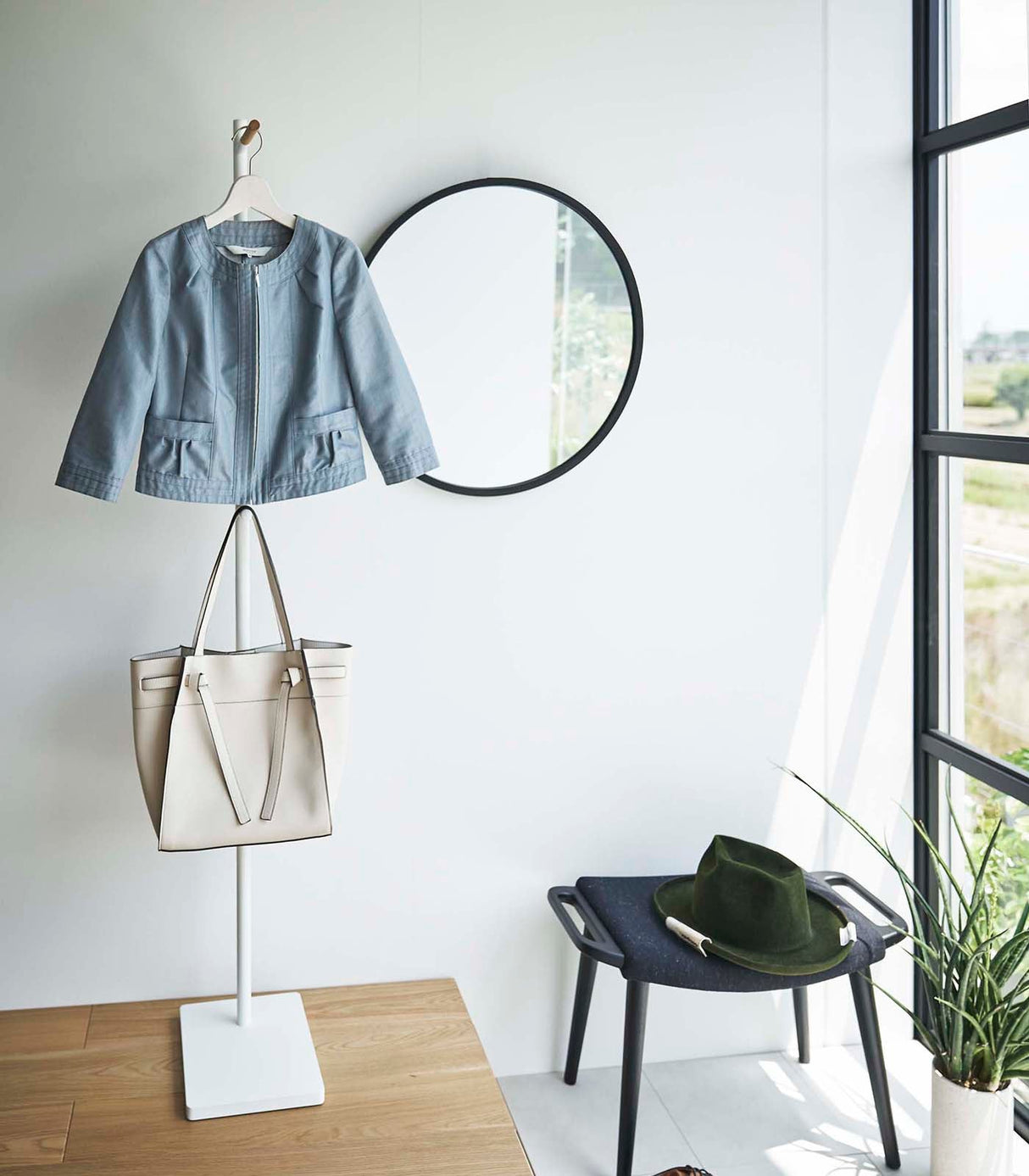 Coat Rack (63.98" H)  - Steel + Wood