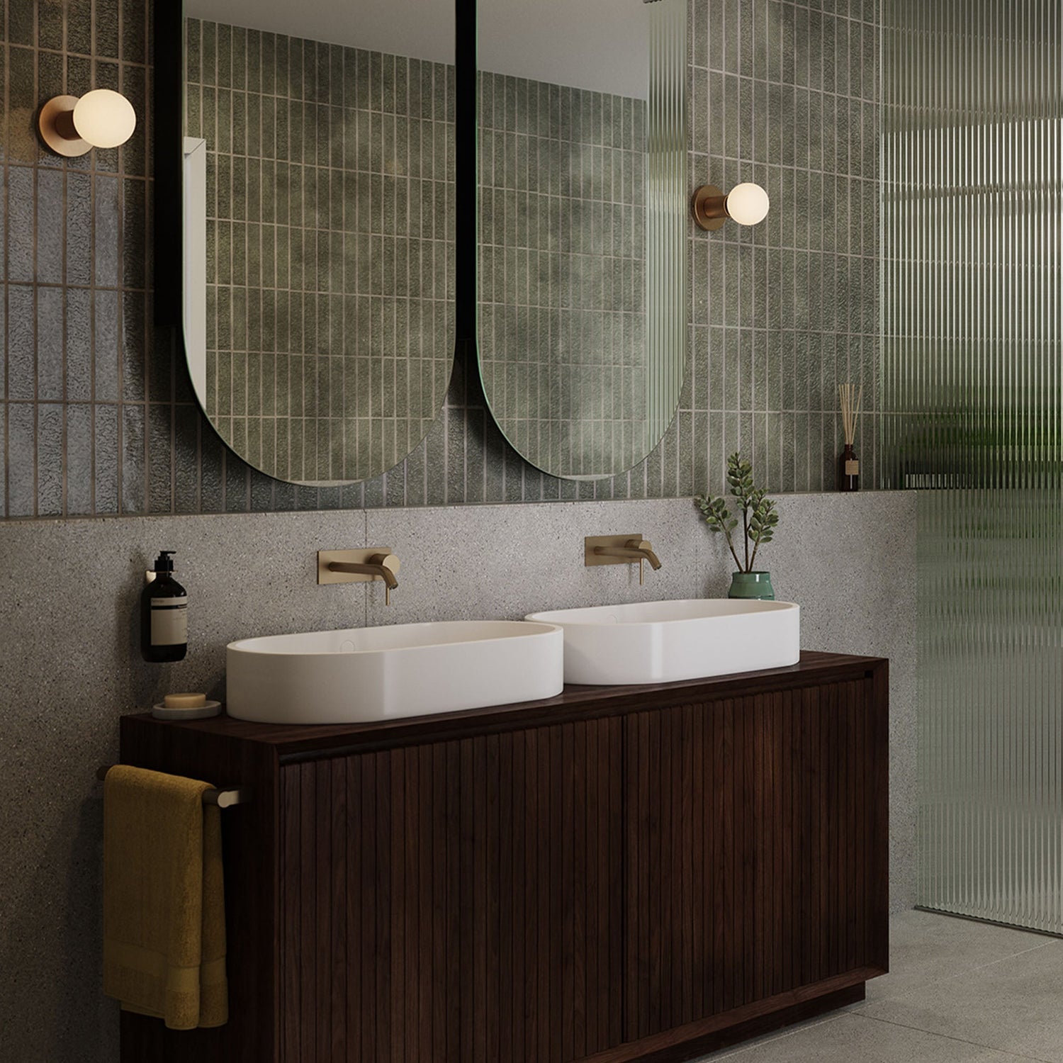 Lochan Wall Light in Brass + Sphere III