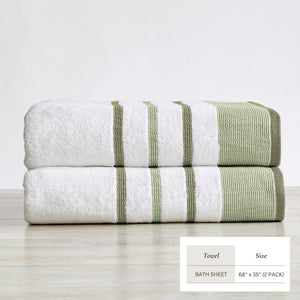 Decorative Cotton Stripe Bath Towel Set - Noelle Collection