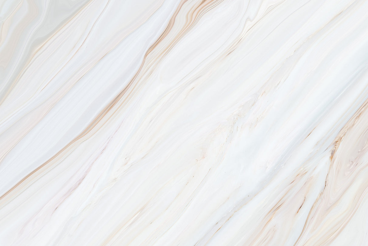 White Marble Wallpaper Mural with Swirls of cream, Taupe, and Peach