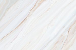 White Marble Wallpaper Mural with Swirls of cream, Taupe, and Peach