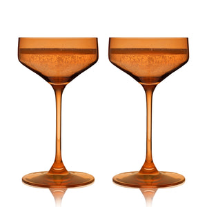 Reserve Nouveau Crystal Coupe Glasses in Amber Set of 2