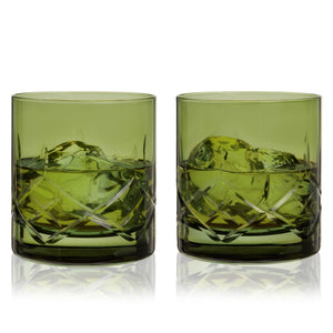 Admiral Crystal Rocks Glasses in Green Set of 2