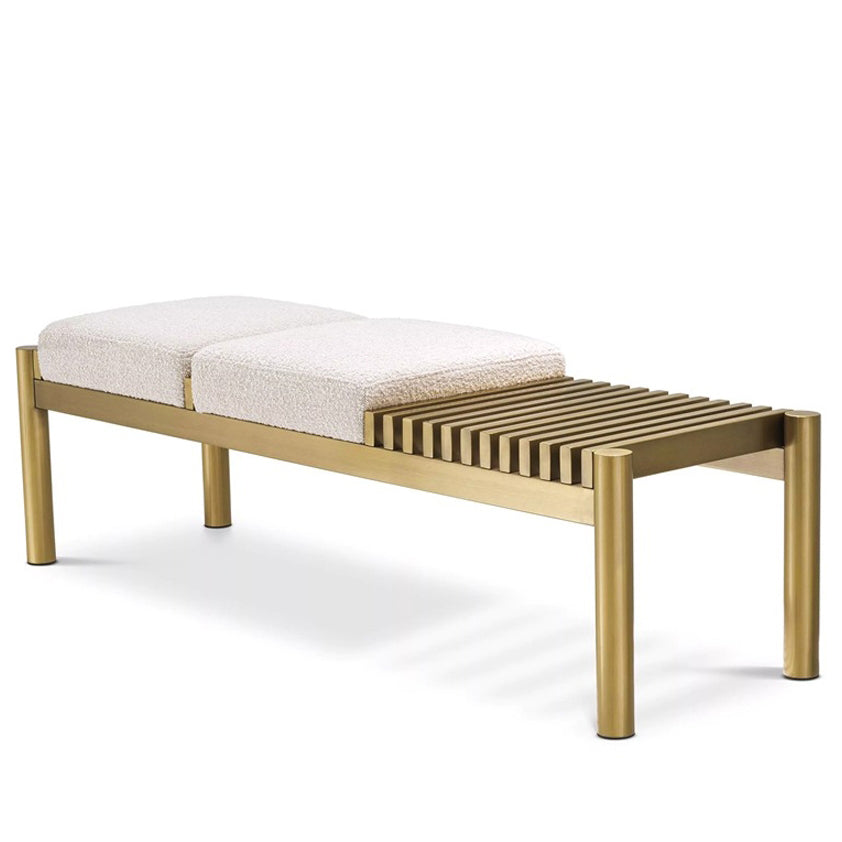 Mimosa Metal Indoors Bench with Teddy Fabric