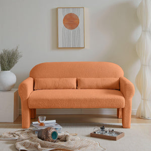 Modern Lambs Wool Fabric Loveseat for Living Room