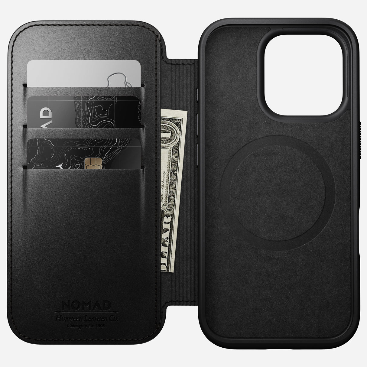 Modern Leather Folio - iPhone 16 Pro | Black | Horween
