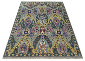 Hand knotted Green, Pink and Gold Traditional large design Antique Oushak Custom Made wool Area Rug