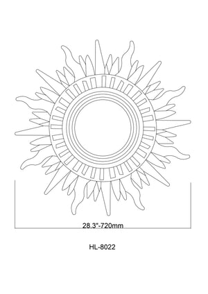 Modern Sunburst Golden Mirror Antiqued Casual Wall Decoration