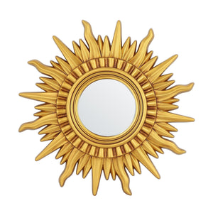 Modern Sunburst Golden Mirror Antiqued Casual Wall Decoration