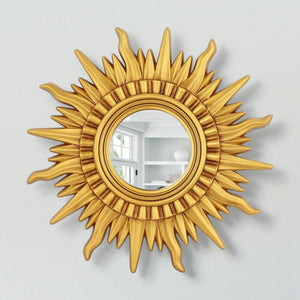 Modern Sunburst Golden Mirror Antiqued Casual Wall Decoration
