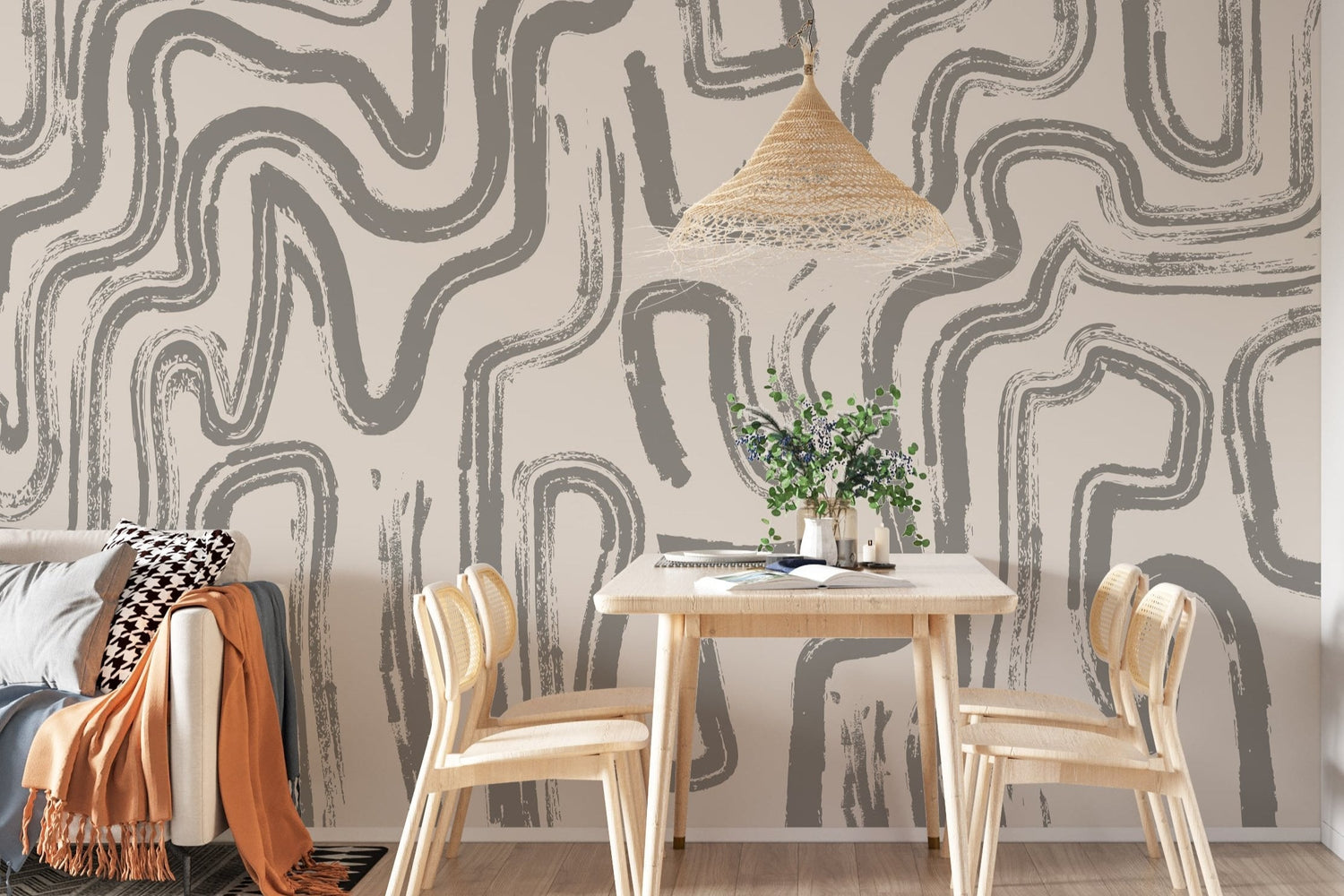 Modern Abstract Brushstroke Wallpaper - Neutral Artistic Wall Mural