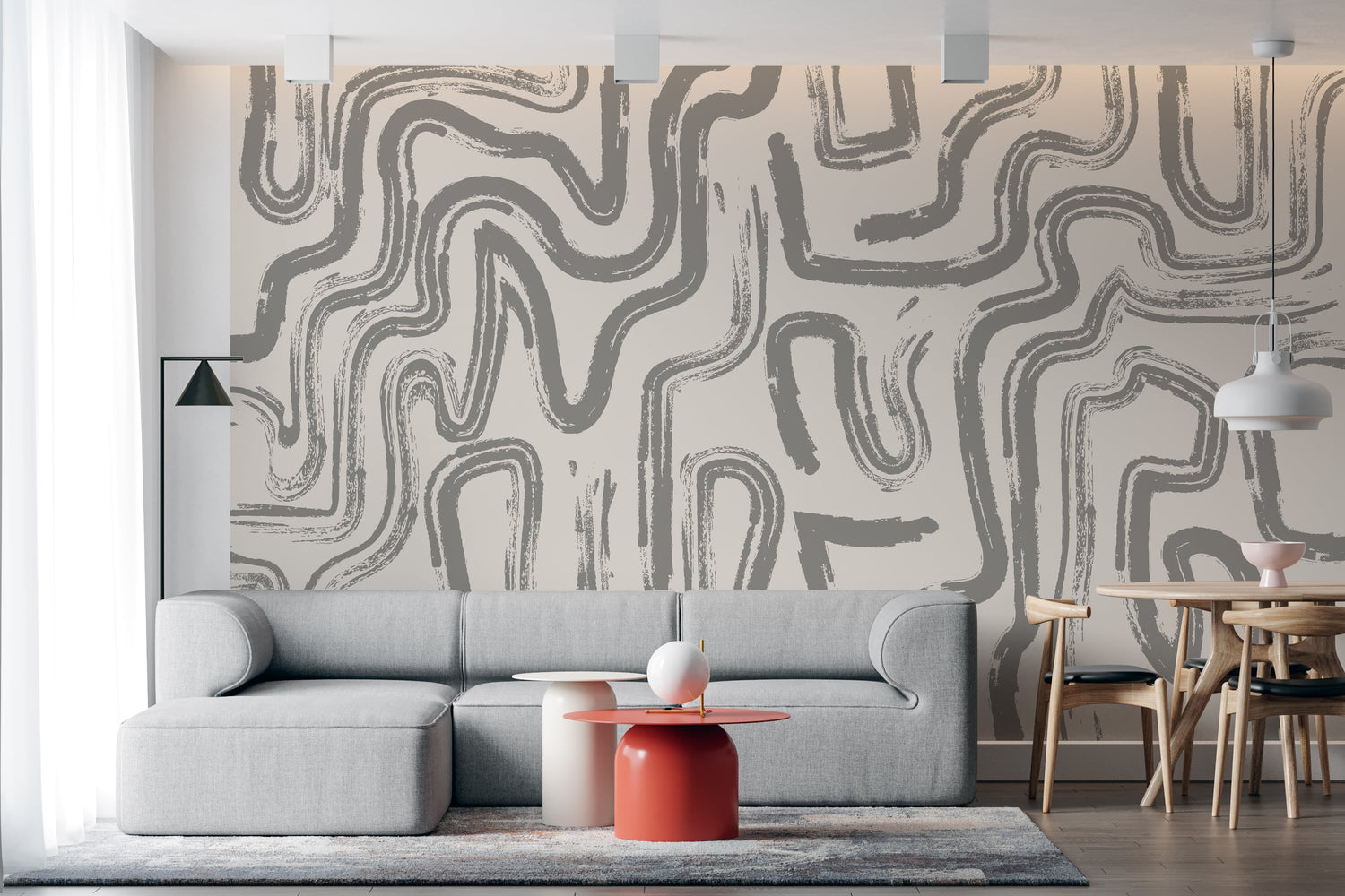 Modern Abstract Brushstroke Wallpaper - Neutral Artistic Wall Mural