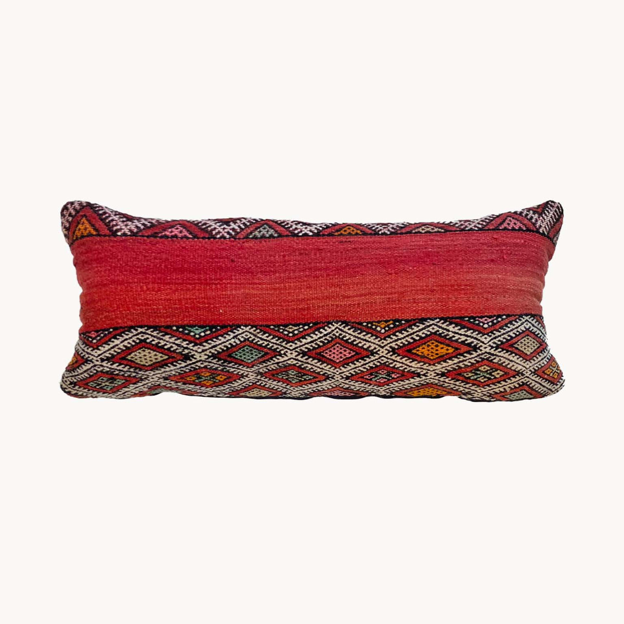 Upcycled Moroccan Kilim Lumbar Pillow