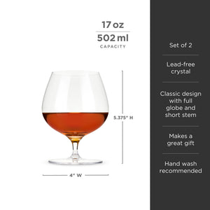 Raye Crystal Wingback Brandy Glasses Set of 2