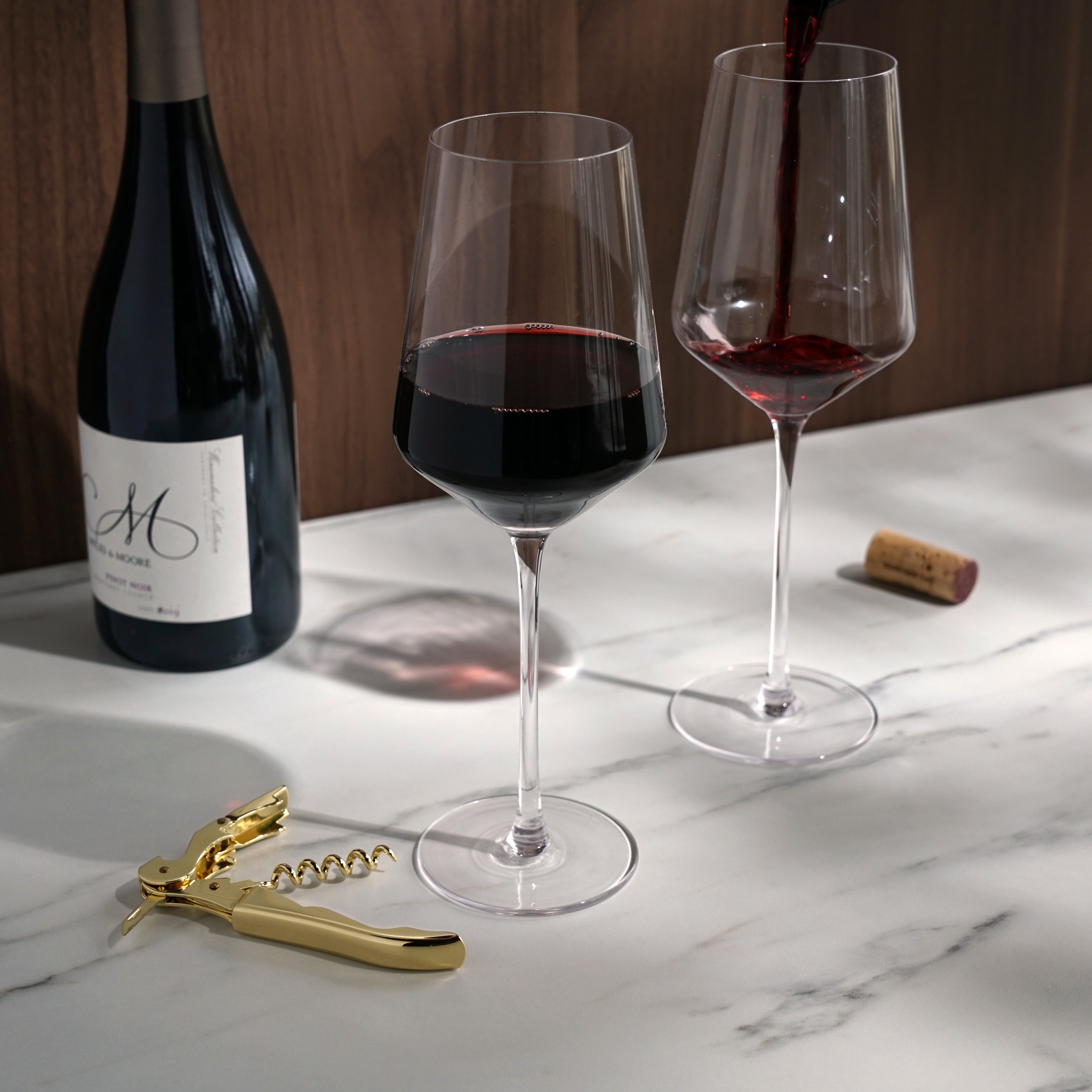 Crystal Bordeaux Glasses & Gold Corkscrew Gift Box Set - Thumbnail 2