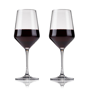 Raye Angled Crystal Bordeaux Glasses Set of 2