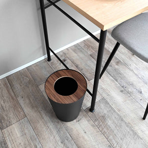 Trash Can - Round - Steel + Wood