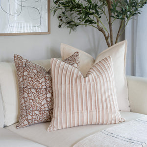 Nina Floral Block Printed Pillow Cover | Brown