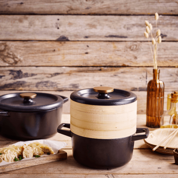 Nori Cast Iron Cocotte with Steamer Inserts