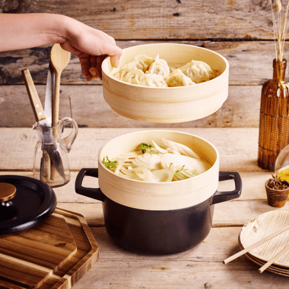 Nori Cast Iron Cocotte with Steamer Inserts