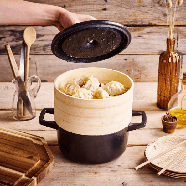 Nori Cast Iron Cocotte with Steamer Inserts