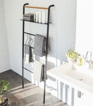Leaning Storage Ladder With Shelf (63" H)  - Steel