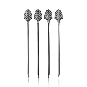 Art Deco Cocktail Picks in Gunmetal Set of 4