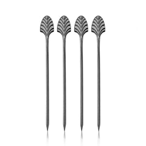 Art Deco Cocktail Picks in Gunmetal Set of 4