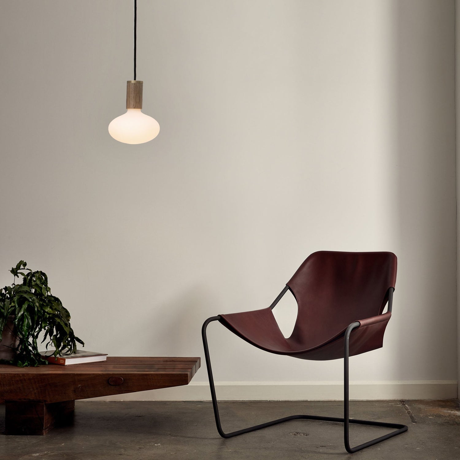 Oval Dim-to-Warm Pendant Light in Walnut