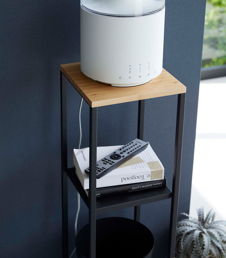 Two-Tier Display & Storage Shelf (31.5" H)  - Steel + Wood