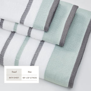 Decorative Cotton Stripe Bath Towel Set - Noelle Collection