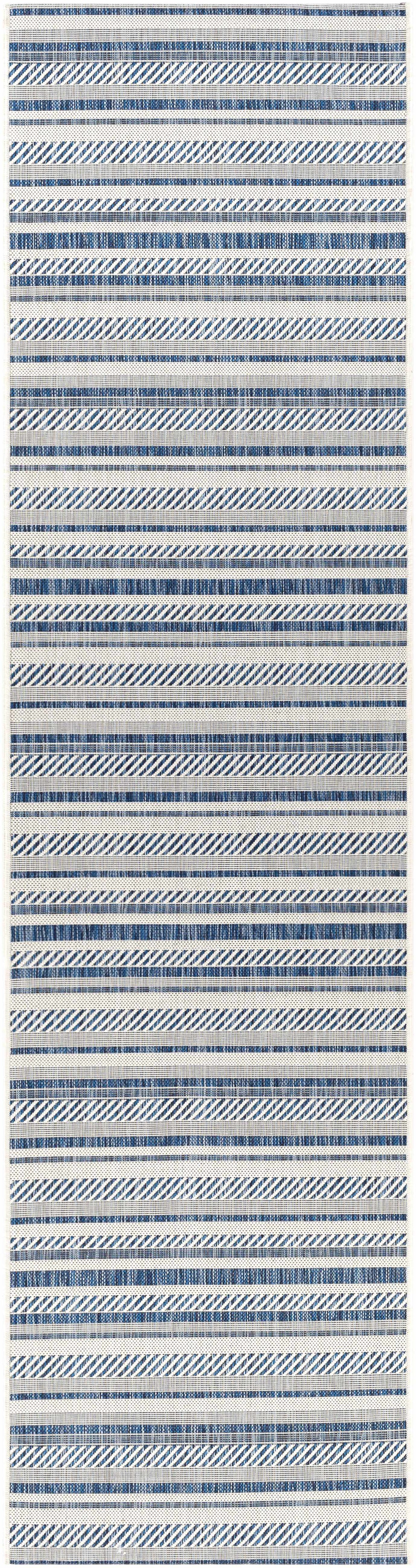 Olin White&Blue Striped Nordic Rug