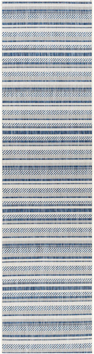 Olin White&Blue Striped Nordic Rug