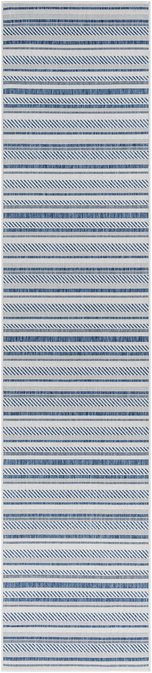 Olin White&Blue Striped Nordic Rug