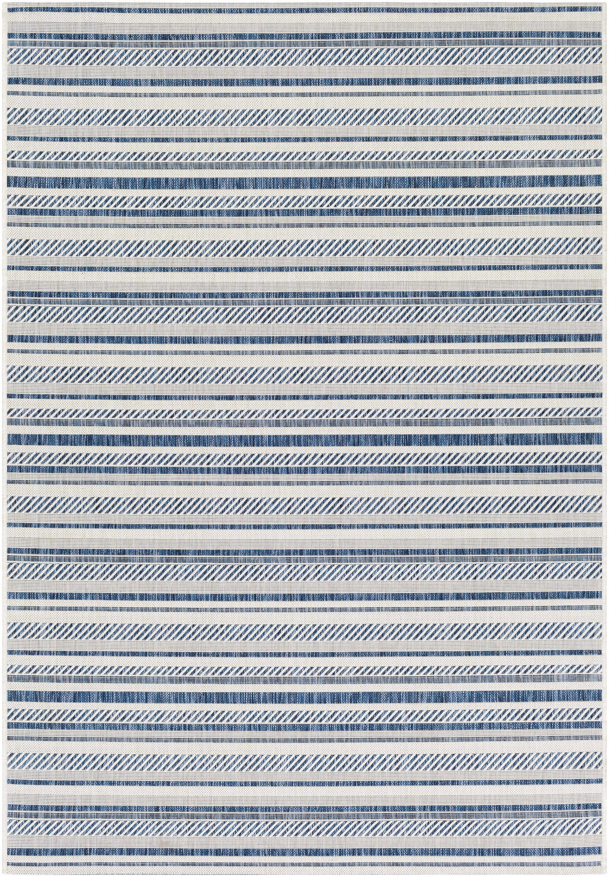 Olin White&Blue Striped Nordic Rug