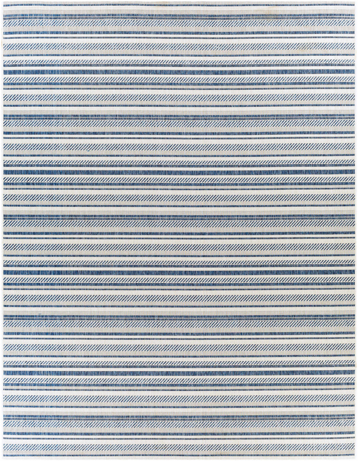 Olin White&Blue Striped Nordic Rug